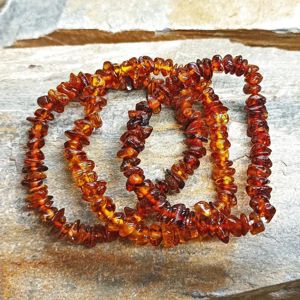 Handmade Replica Viking Polished Amber Chip Bracelet 1