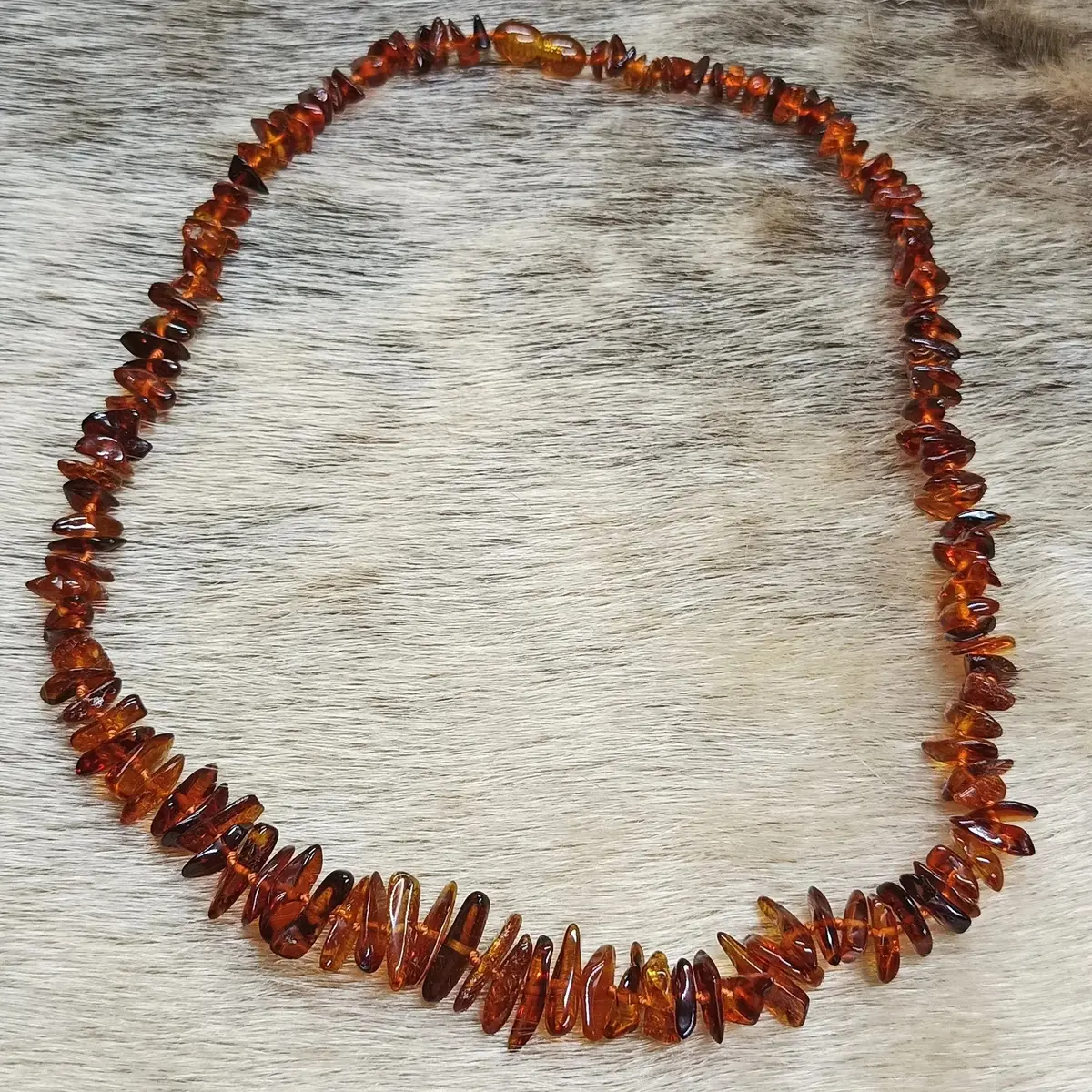 Replica Viking Necklace With Polished Amber Chips 1