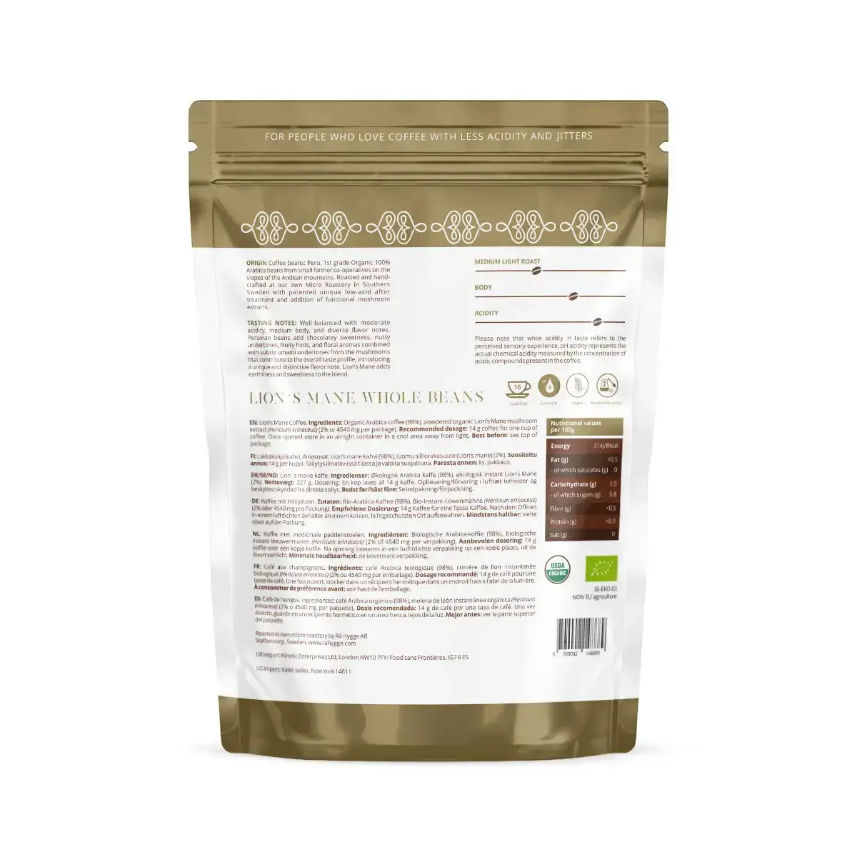 Lion´S Mane Specialty Coffee Whole Beans 227 G / 8 Oz - Ra Hygge 2