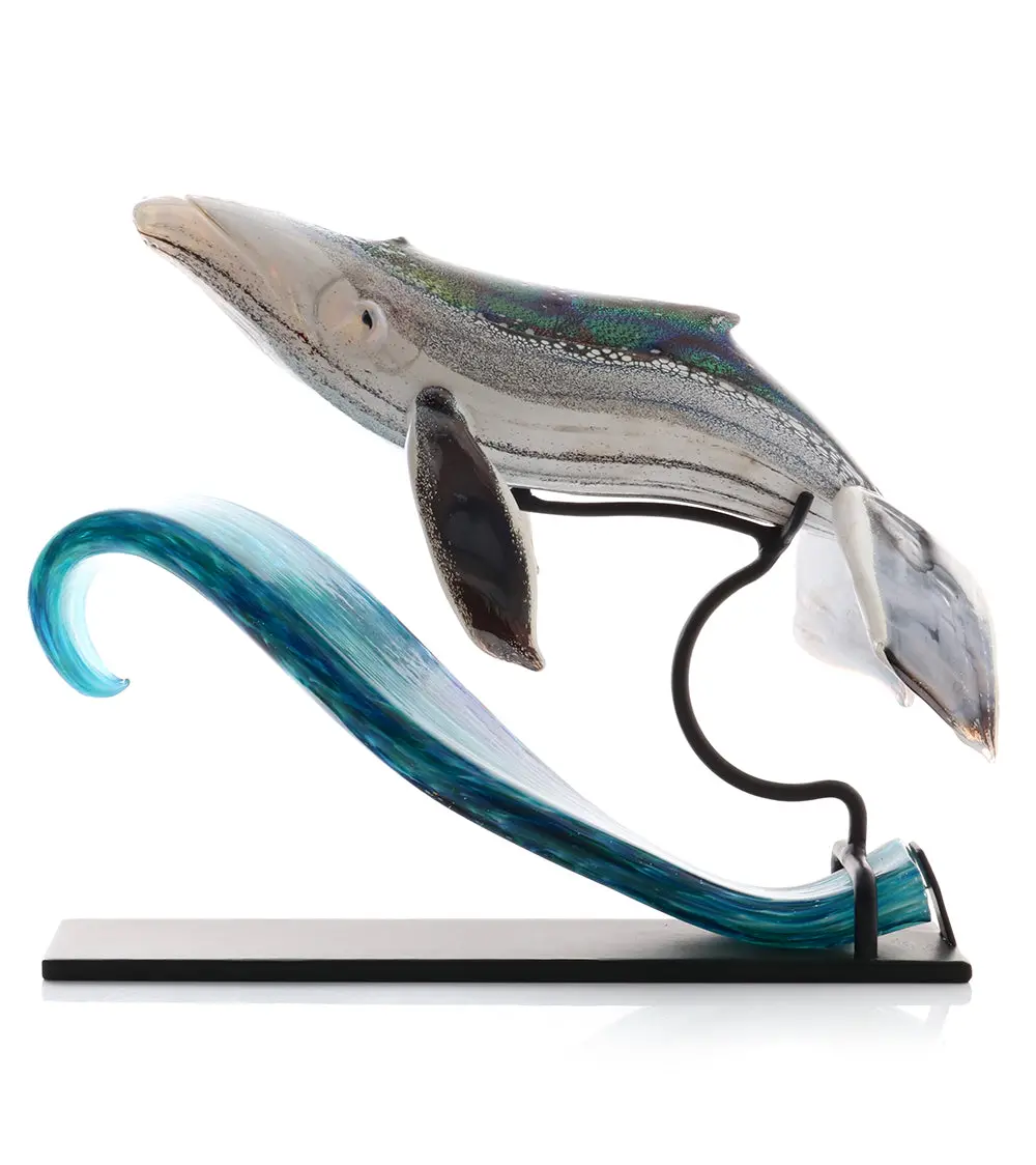 Glass Sculpture "Whale On Wave" By Ben Silver 1