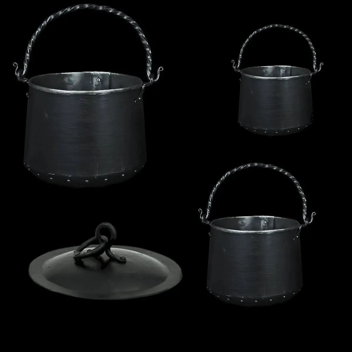 Hand-Forged Steel Cauldron With Cast Iron Handle 1