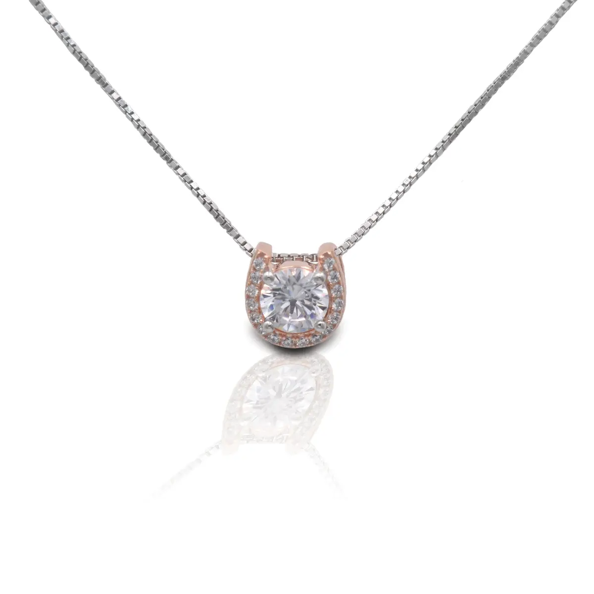 Kelly Herd Necklace Rose Gold Plated Horseshoe - Sterling Silver 1