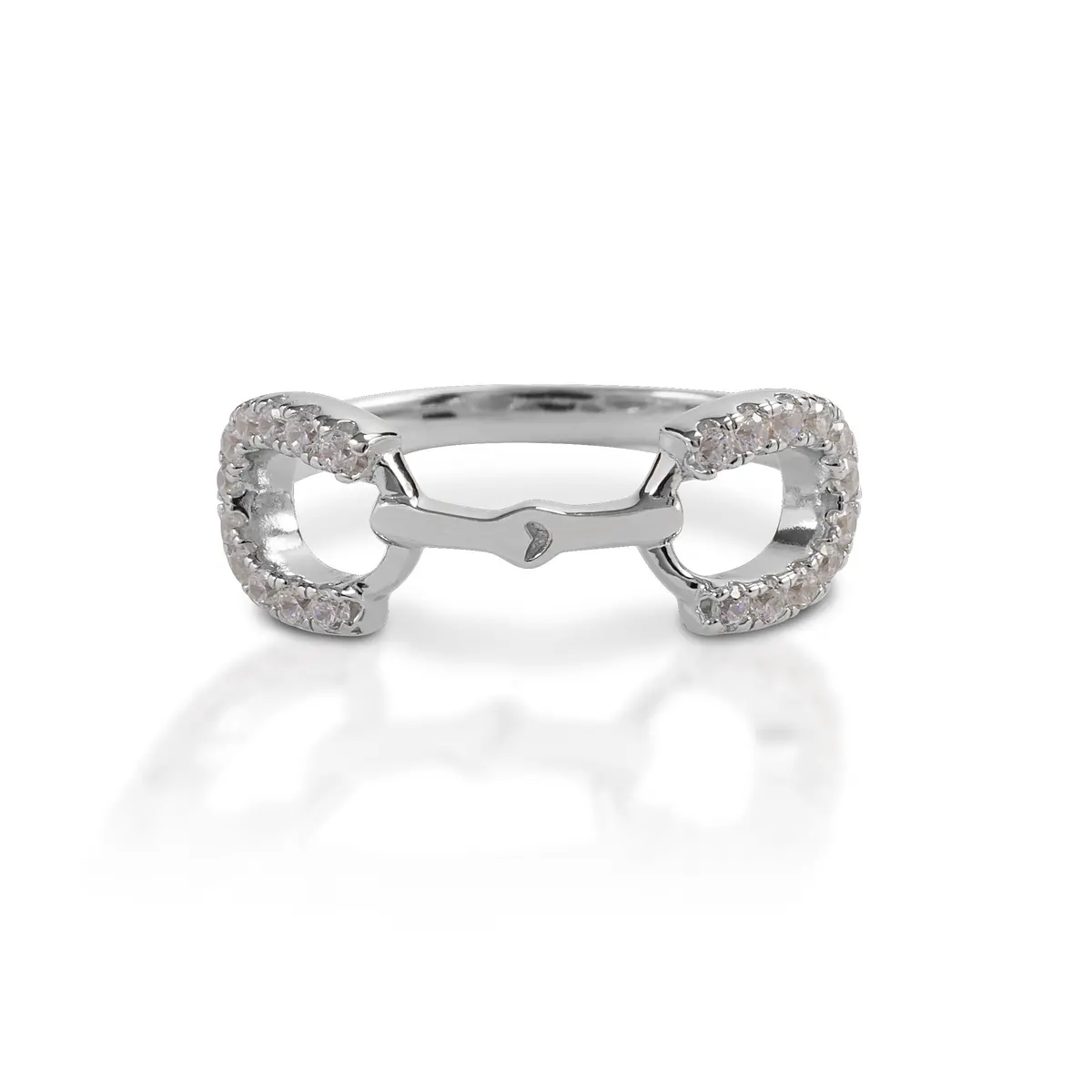 Kelly Herd Clear Stones Horseshoe Bit Ring 1