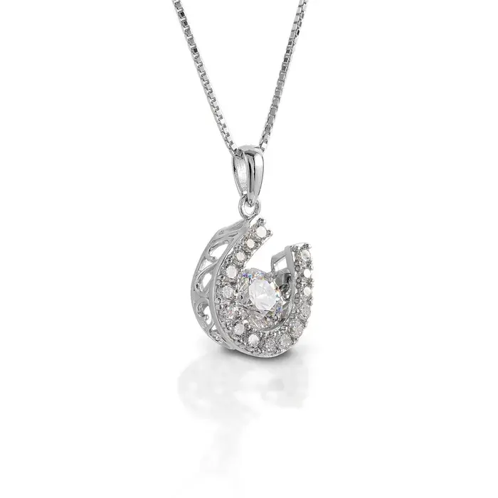 Kelly Herd Necklace Dancing Stone Horseshoe Dangle Pendant - Sterling Silver 1