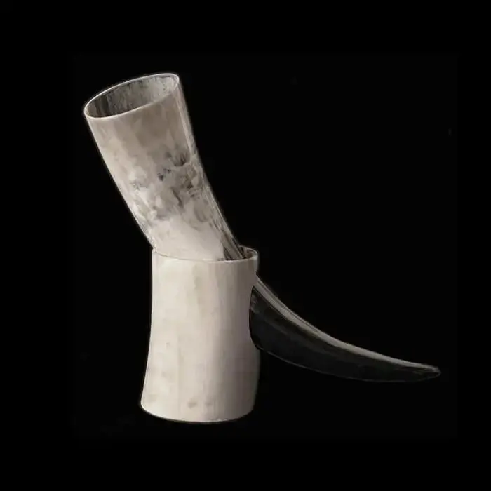 Polished Viking Drinking Horn With Horn Stand 1