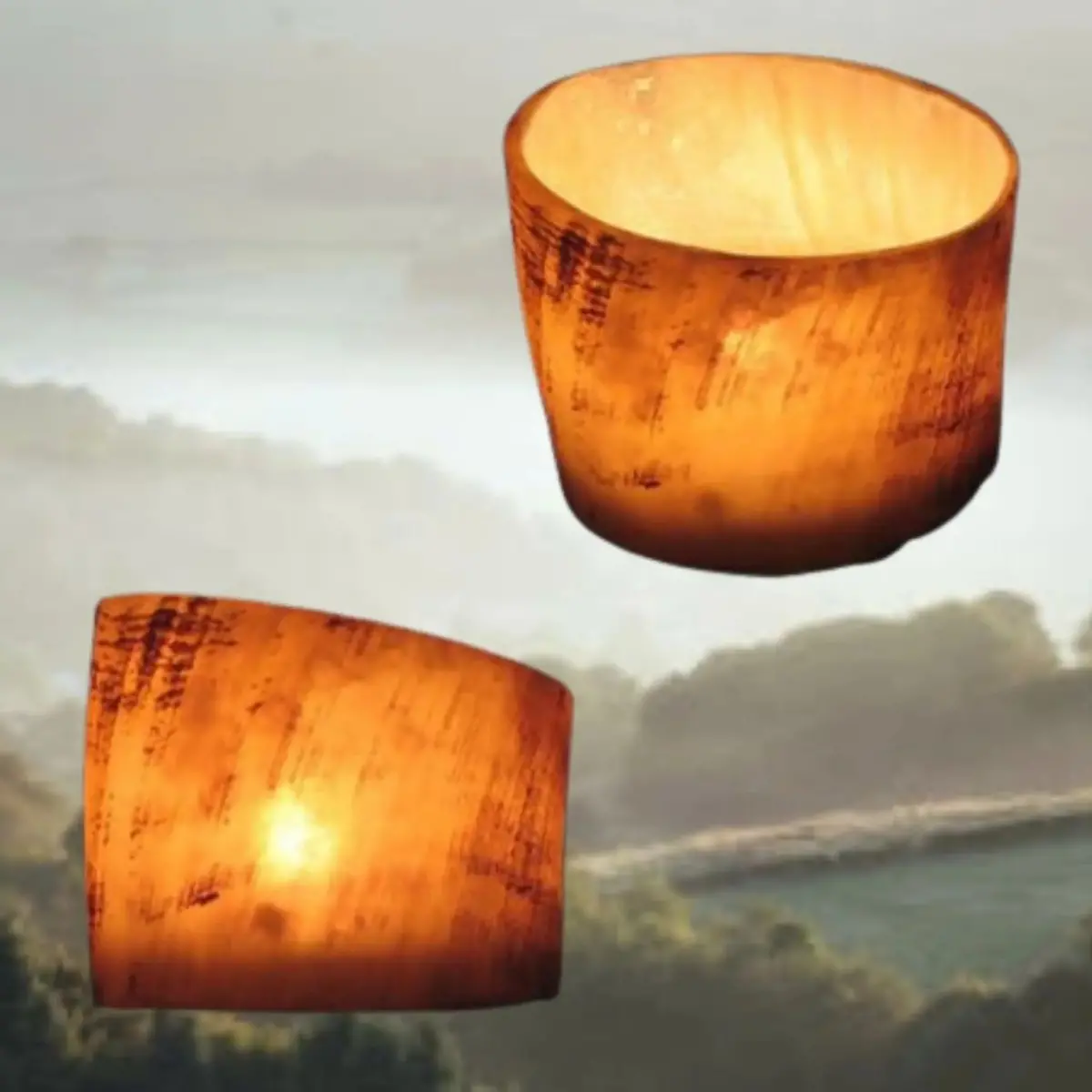 Handmade Cow Horn Tealight Holder With Resin Base 1