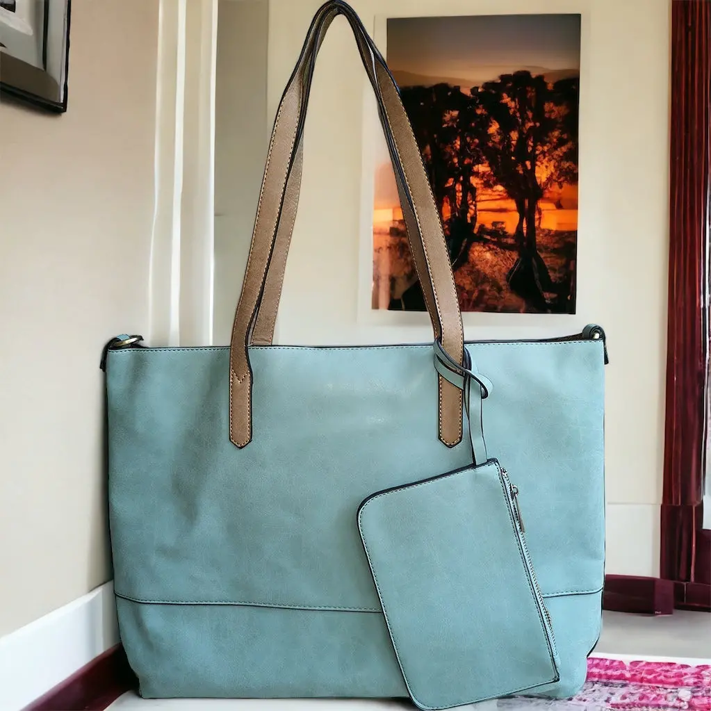 Brushed 2 In 1 Tote - Sky 1
