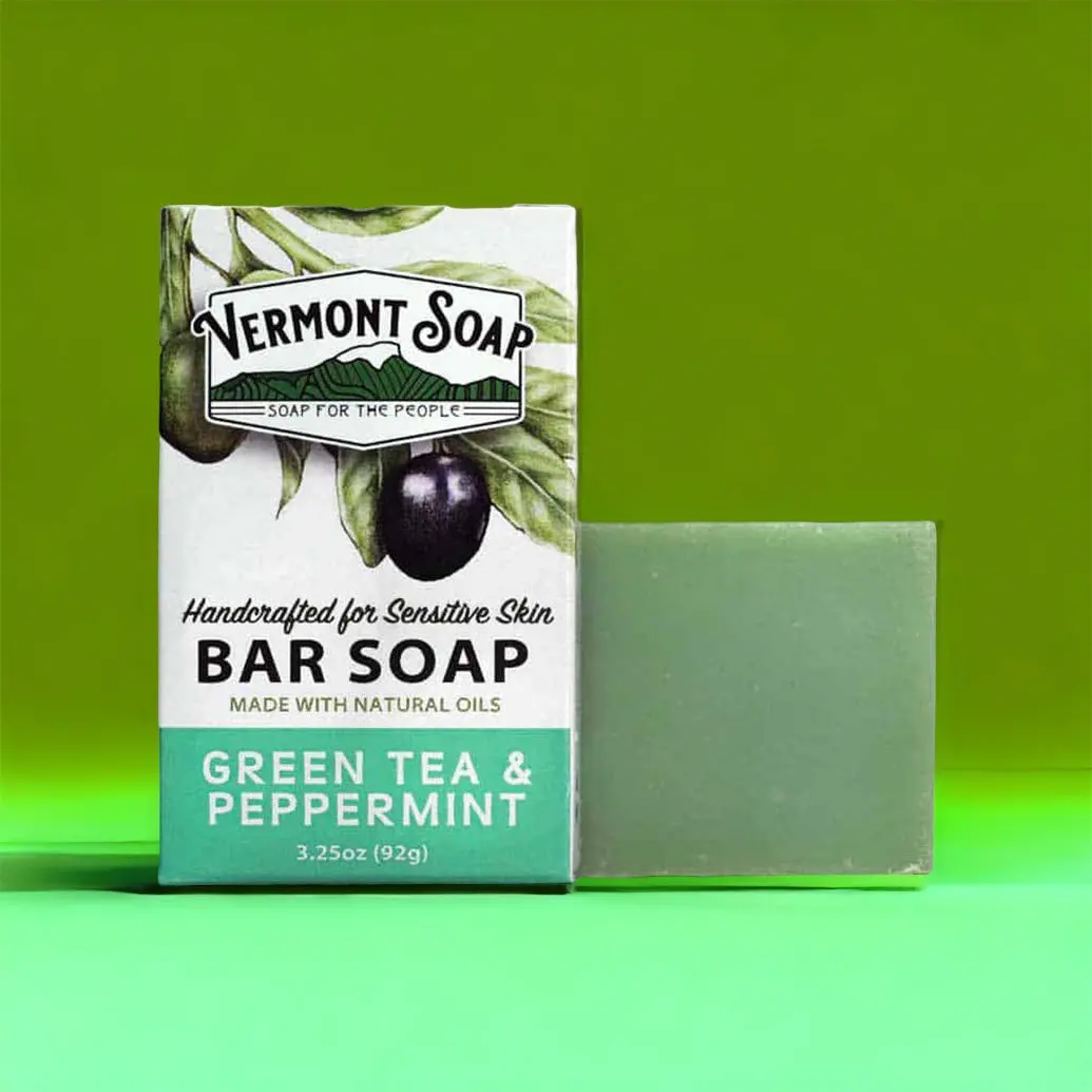 Matcha Green Tea & Peppermint Handmade Bar Soap - Vermont Soap 92G 1