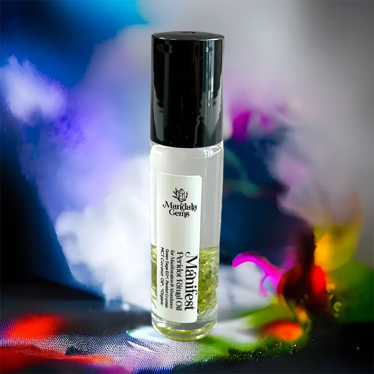 Manifest Perfume Oil Roller For Manifestation With Peridot + Sage Essential Oil 2