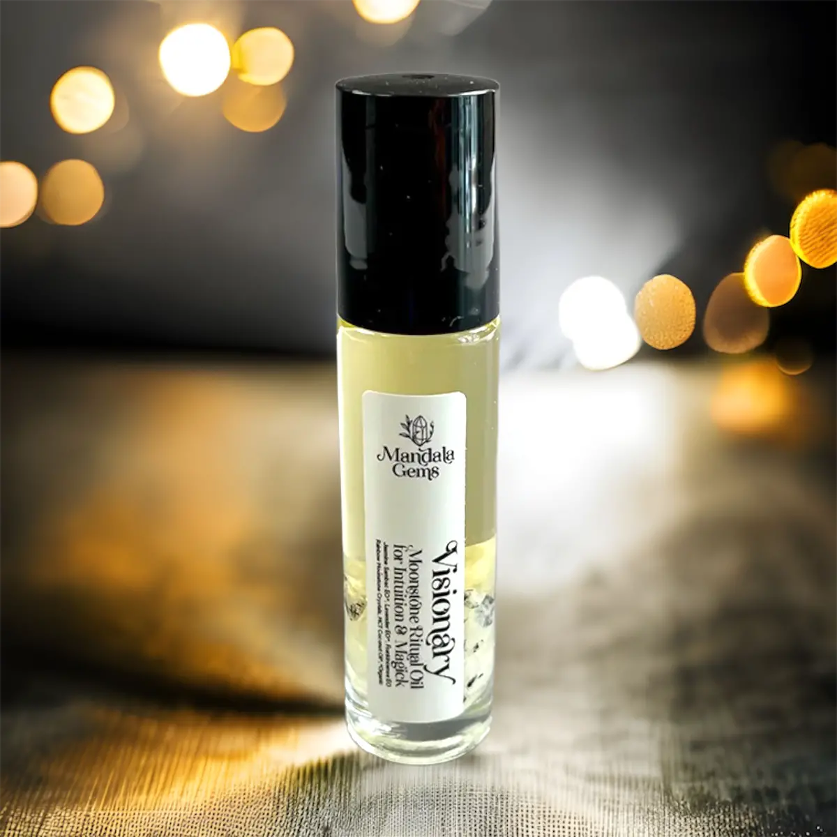 Visionary Jasmine Perfume Oil Roller With Rainbow Moonstone Crystals 2