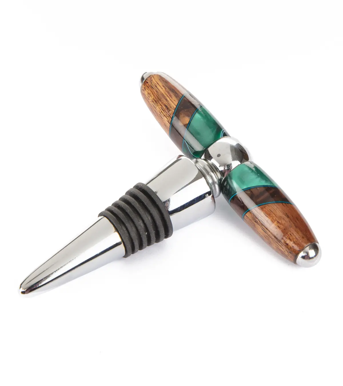 Koa T-Bar Wine Stopper & Cork Screw (Various Colors) By Dale Dennison 3
