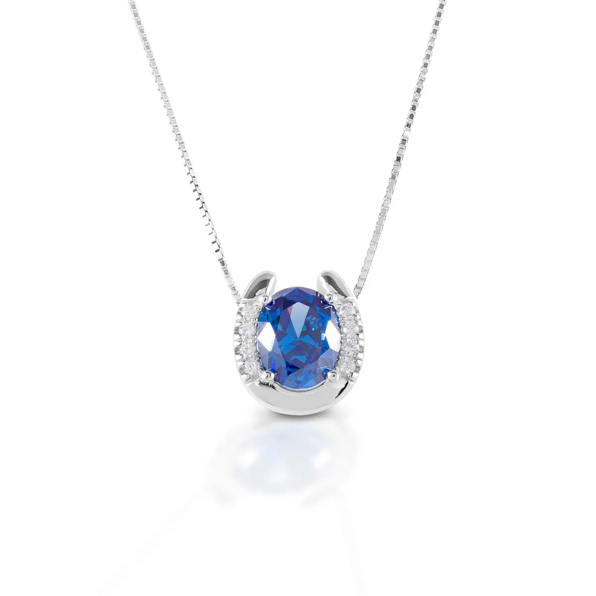 Kelly Herd Necklace Blue Stone Horseshoe  - Sterling Silver 1