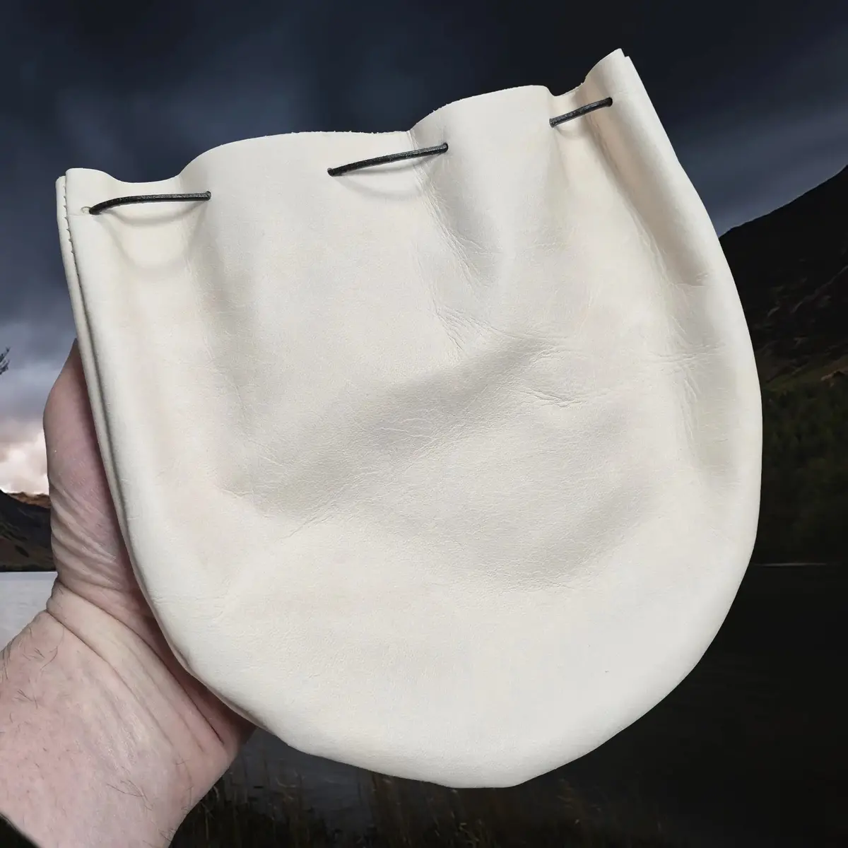Large Leather Draw String Pouch 1