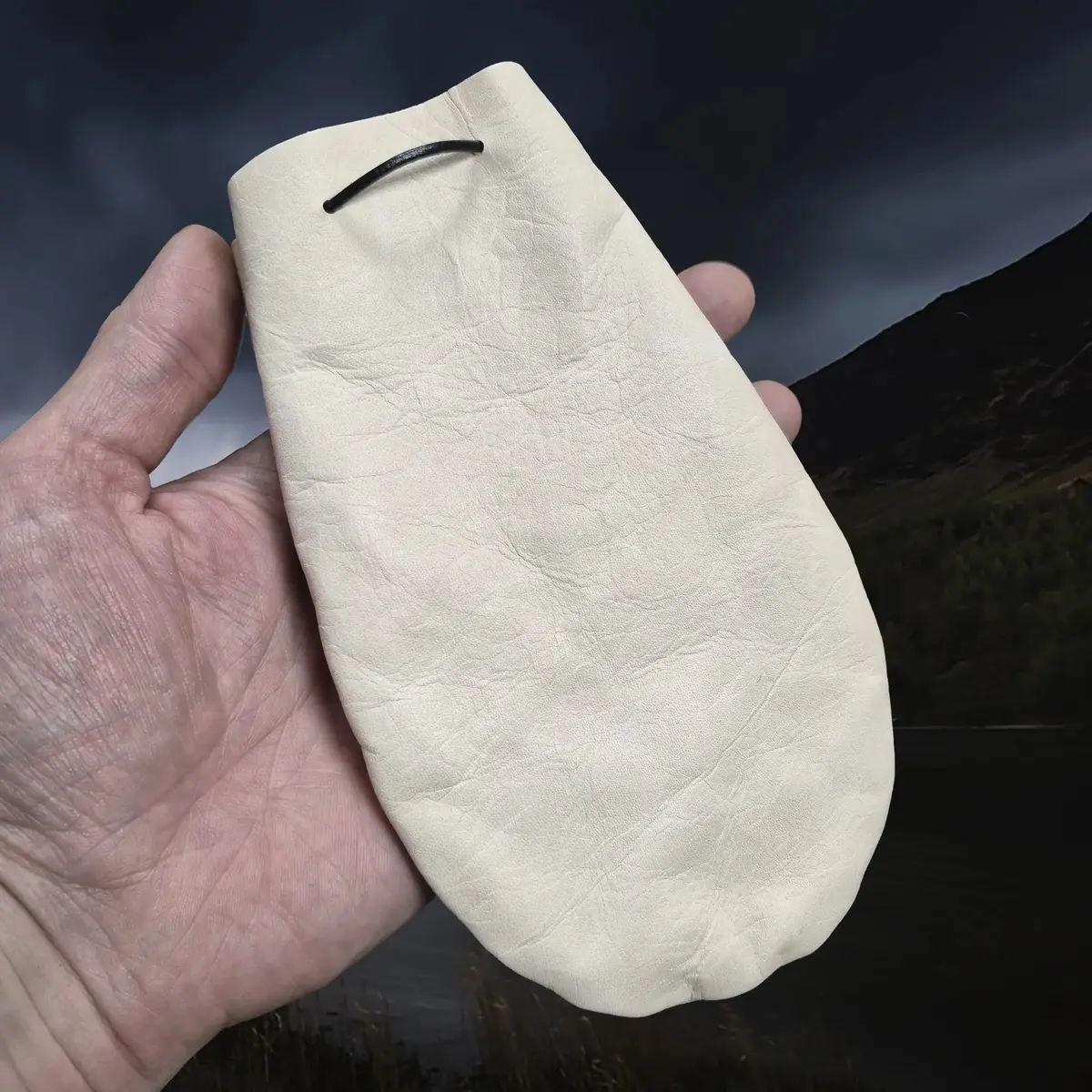 Medium Leather Draw String Pouch 1