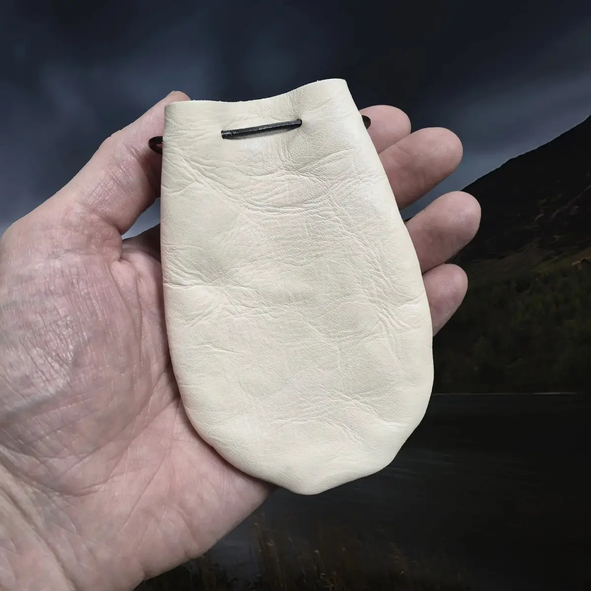 Small Leather Draw String Pouch 1