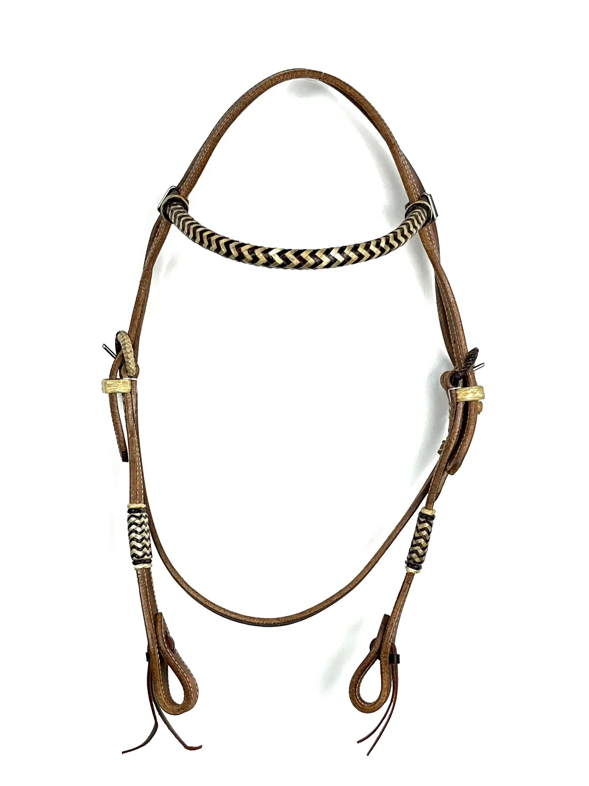 Ezy Ride Bridle Brow Harness Leather With Rawhide Plaited Brow And Buckles 1