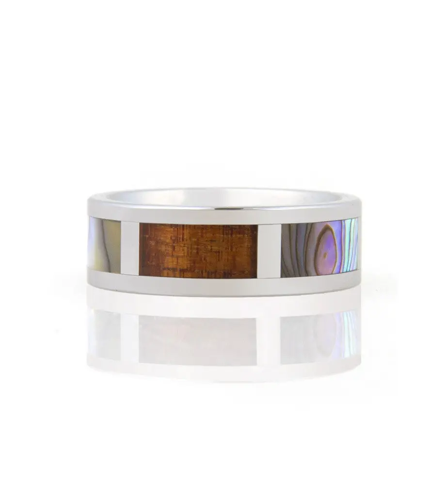 Koa Eternity Ring - Pau'a Shell 4