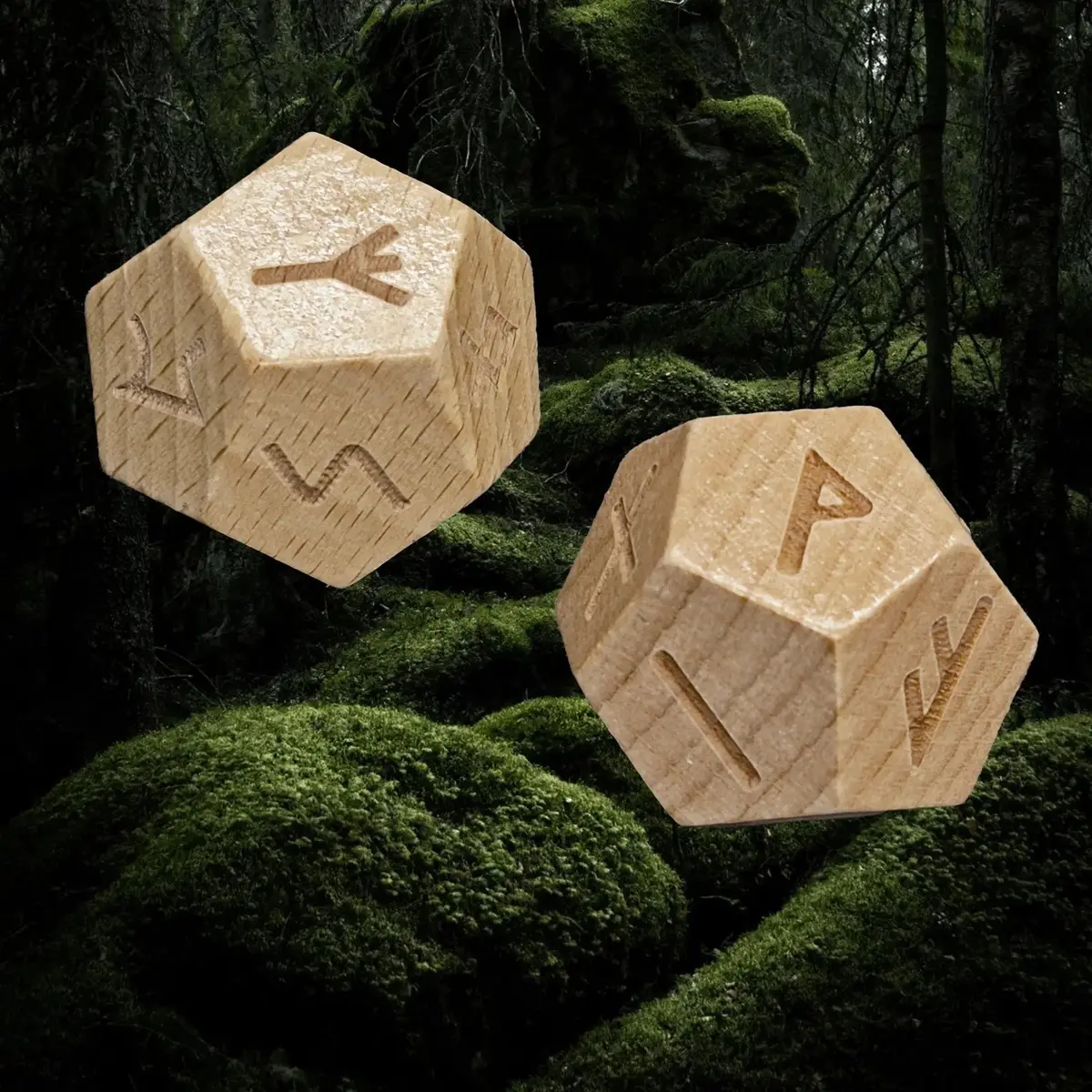 Elder Futhark Huge Wooden Runic Dice Set 1