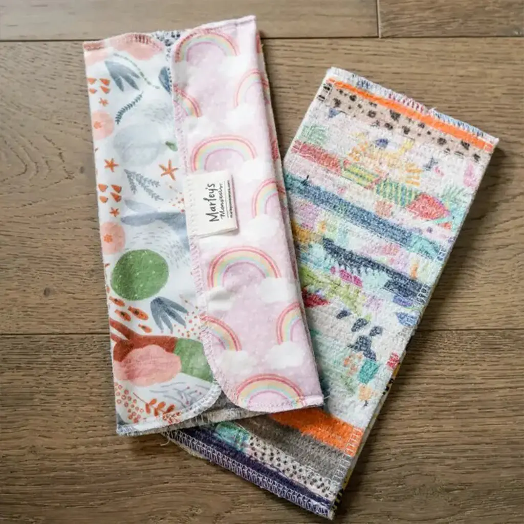 2 Scrap Felt Mop Pads: Surprise Prints By Marleys Monsters 1