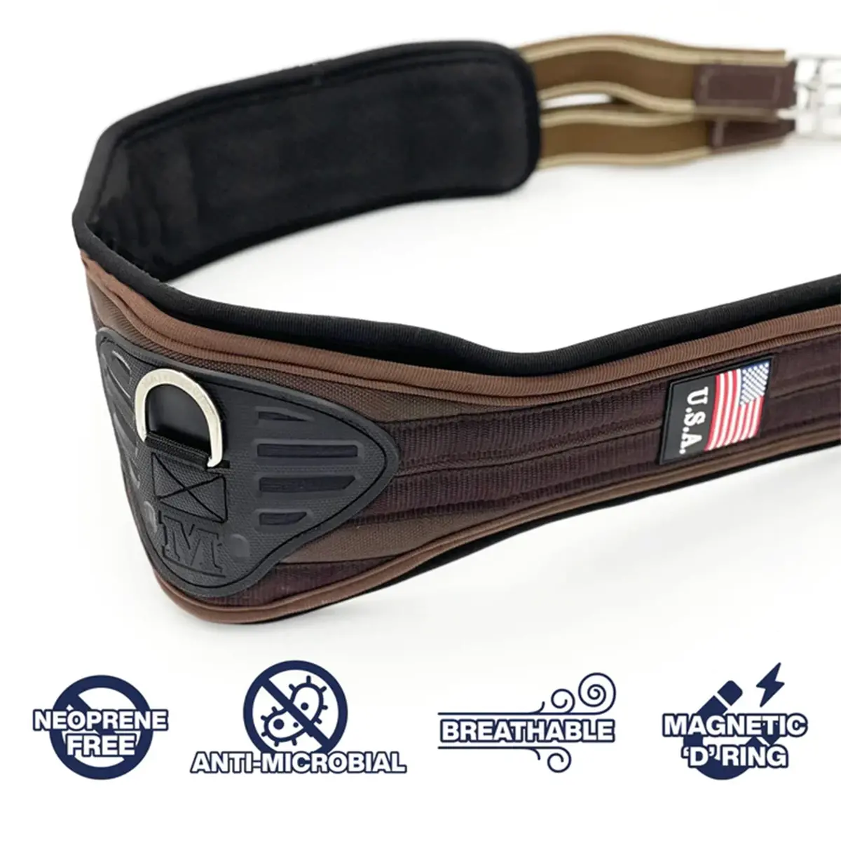 Majyk Equipe Ergonomics "Superhorse " Contoured Jump Girth With Detachable Liner Black Or Brown 4