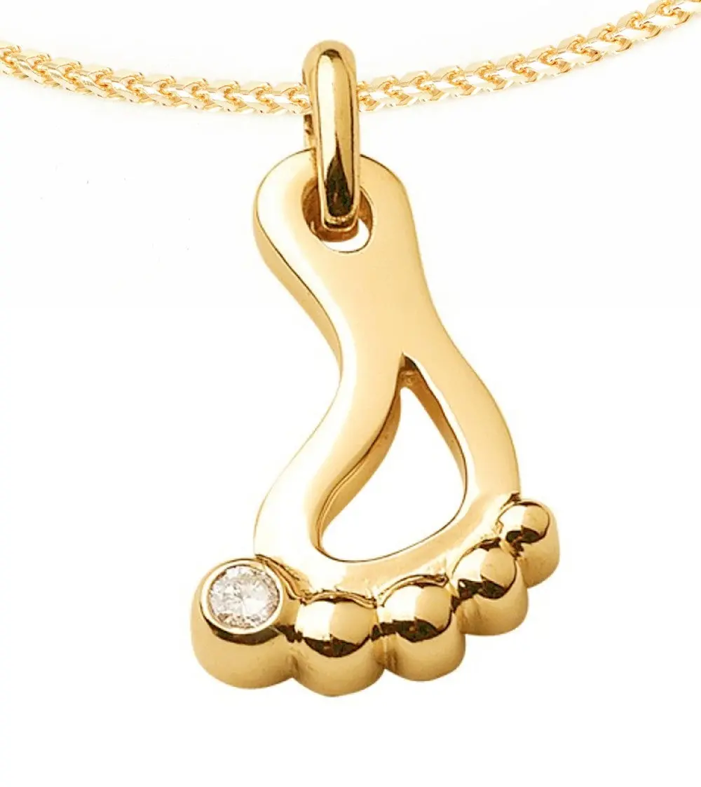 Yellow 14K Gold Barefootin' Pendant With Diamond 1