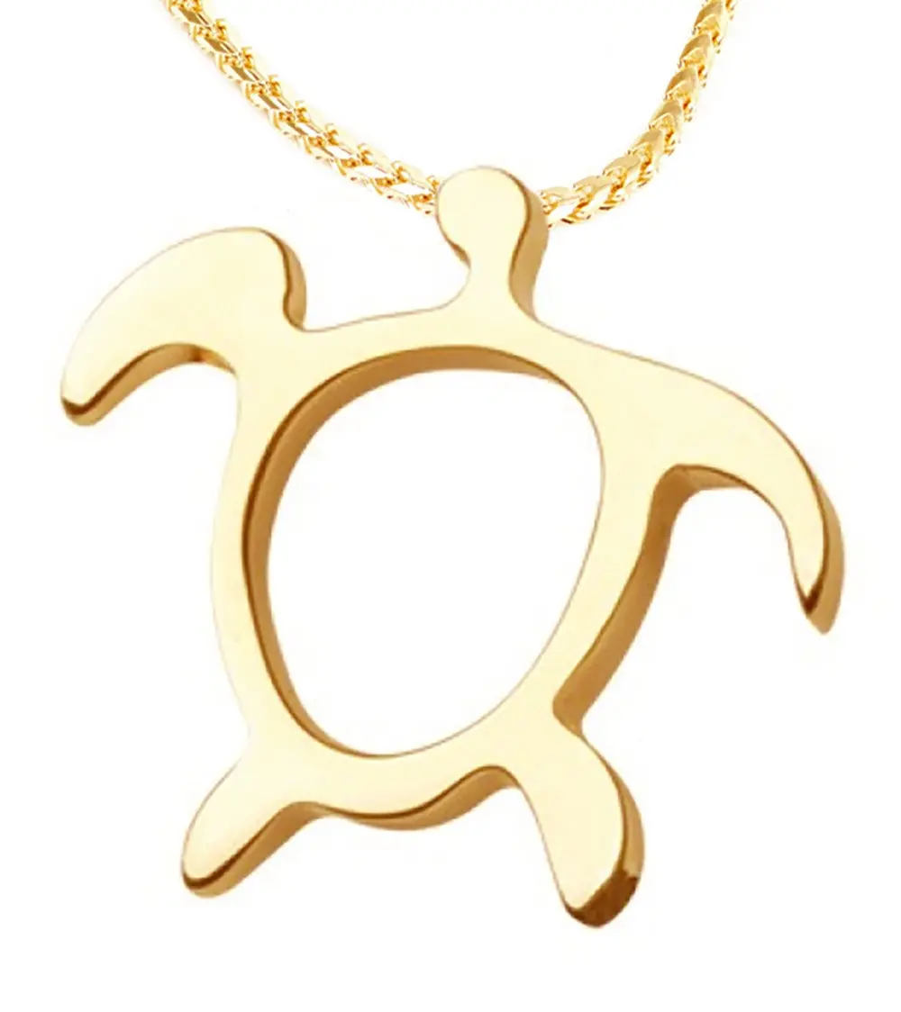 Yellow 14K Gold "Tropical Turtle" Pendant 1