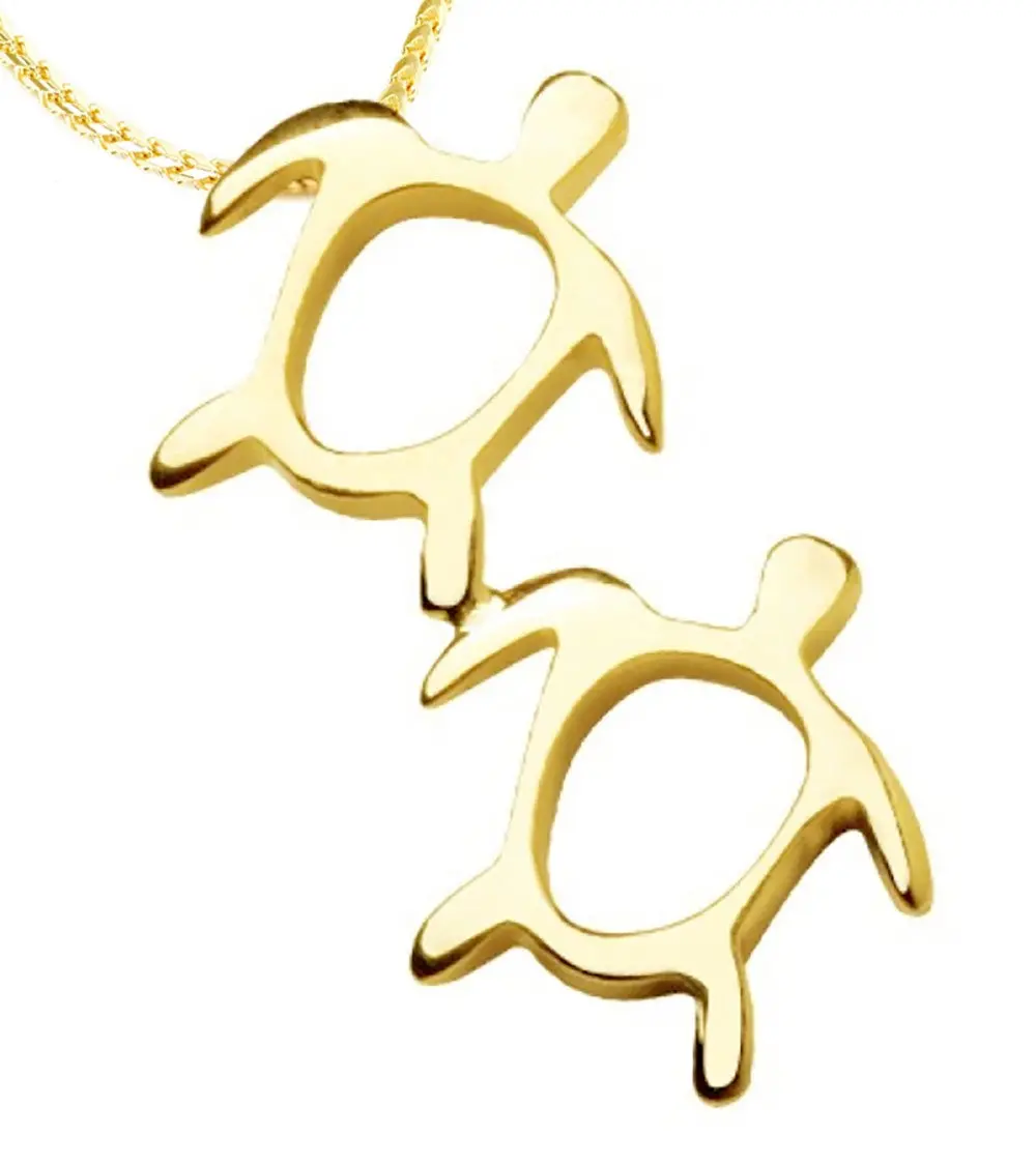 Yellow 14K Gold "Baby Turtles" Pendant 1