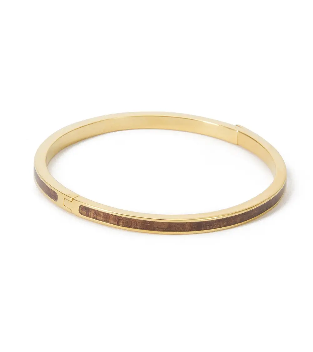 Koa Gold Plate Bangle, Hinged 1