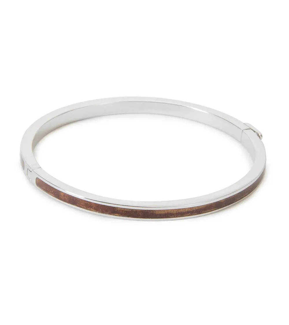 Koa Rhodium Bangle, Hinged 1