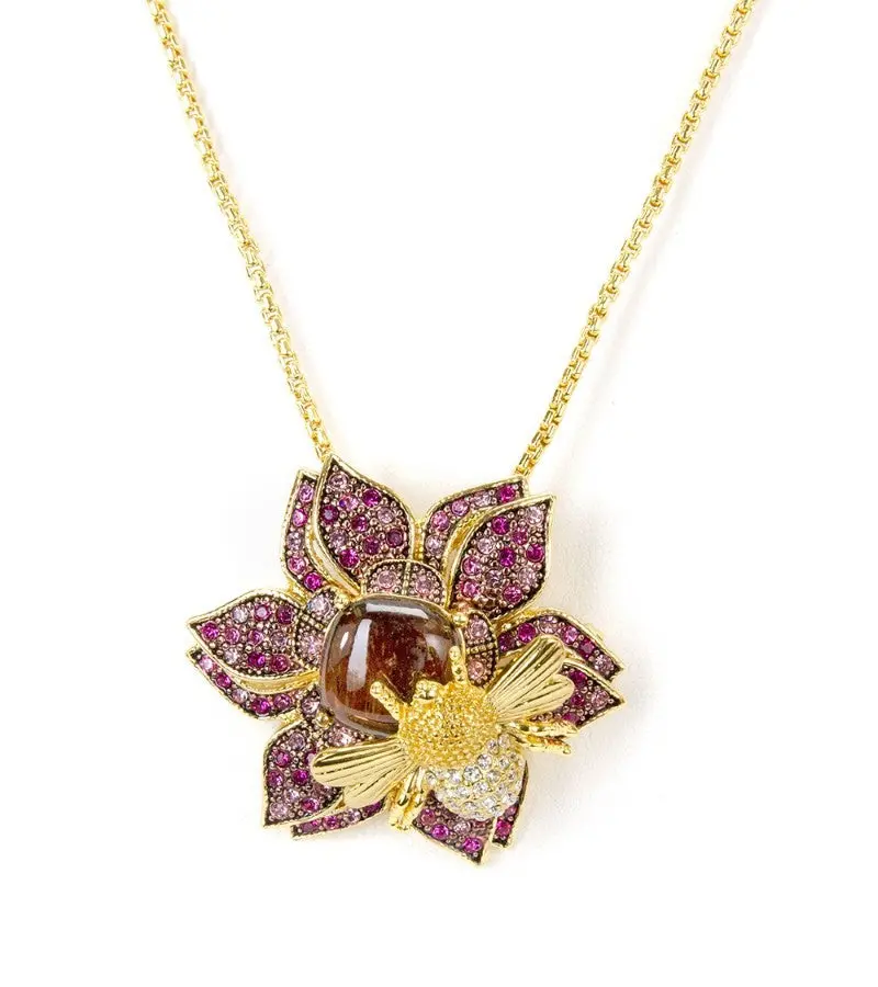 Koa Fuchsia-Rose Bumble Bee Pendant Koa Fine Jewelry 1