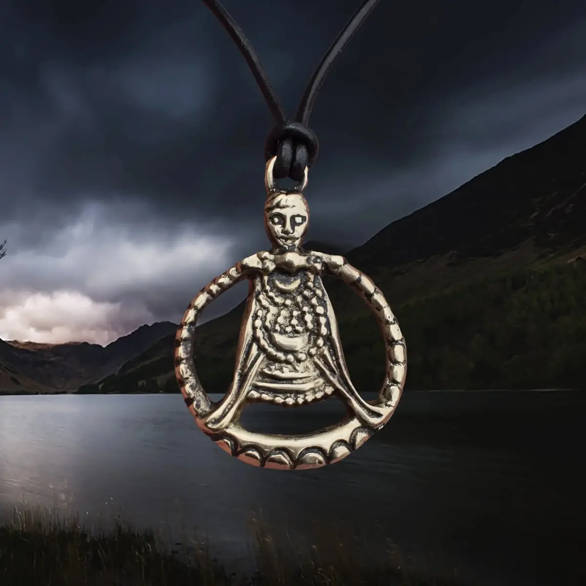 Large Bronze Circular Freya Pendant Replica With Top Loop 1