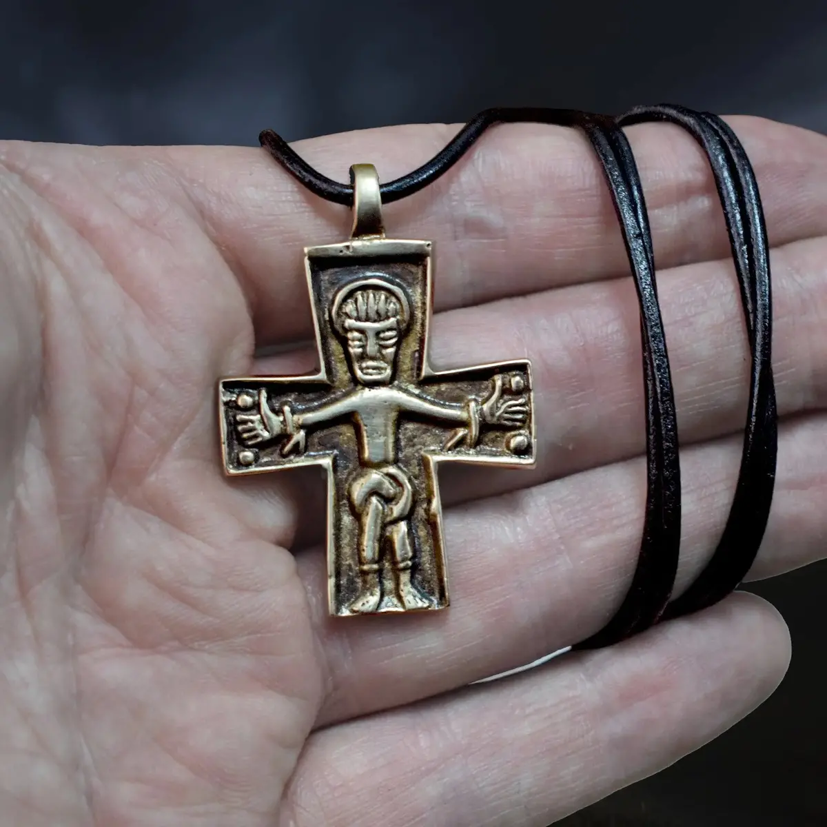 Bronze Replica Germanic Cross / Crucifix Pendant From Sweden 2