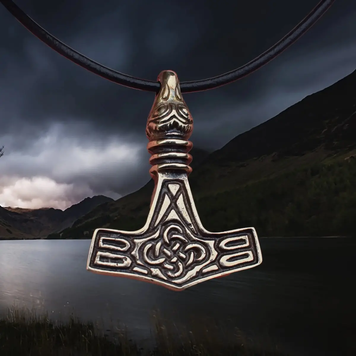 Bronze Gotland Replica Thors Hammer Pendant With Raven Head 1