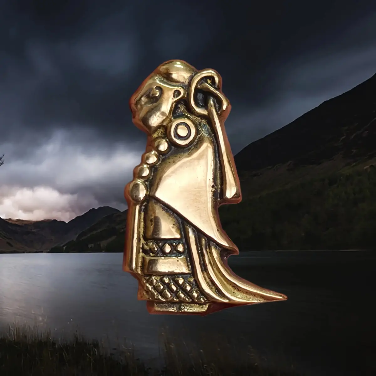 Large Bronze Valkyrie Viking Pendant Replica From Sweden 1