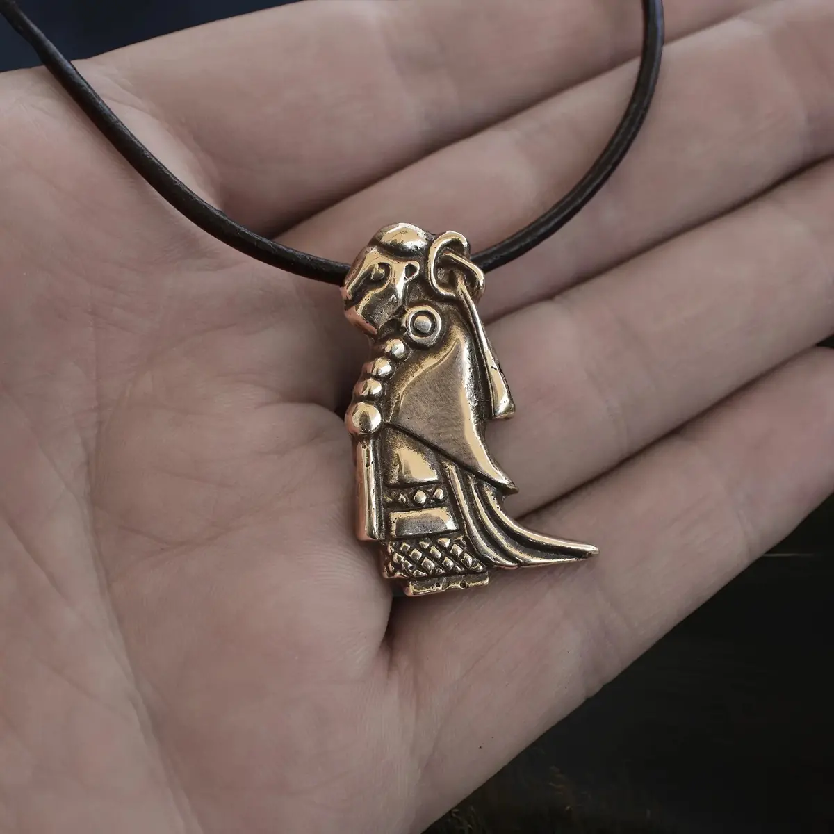Large Bronze Valkyrie Viking Pendant Replica From Sweden 2