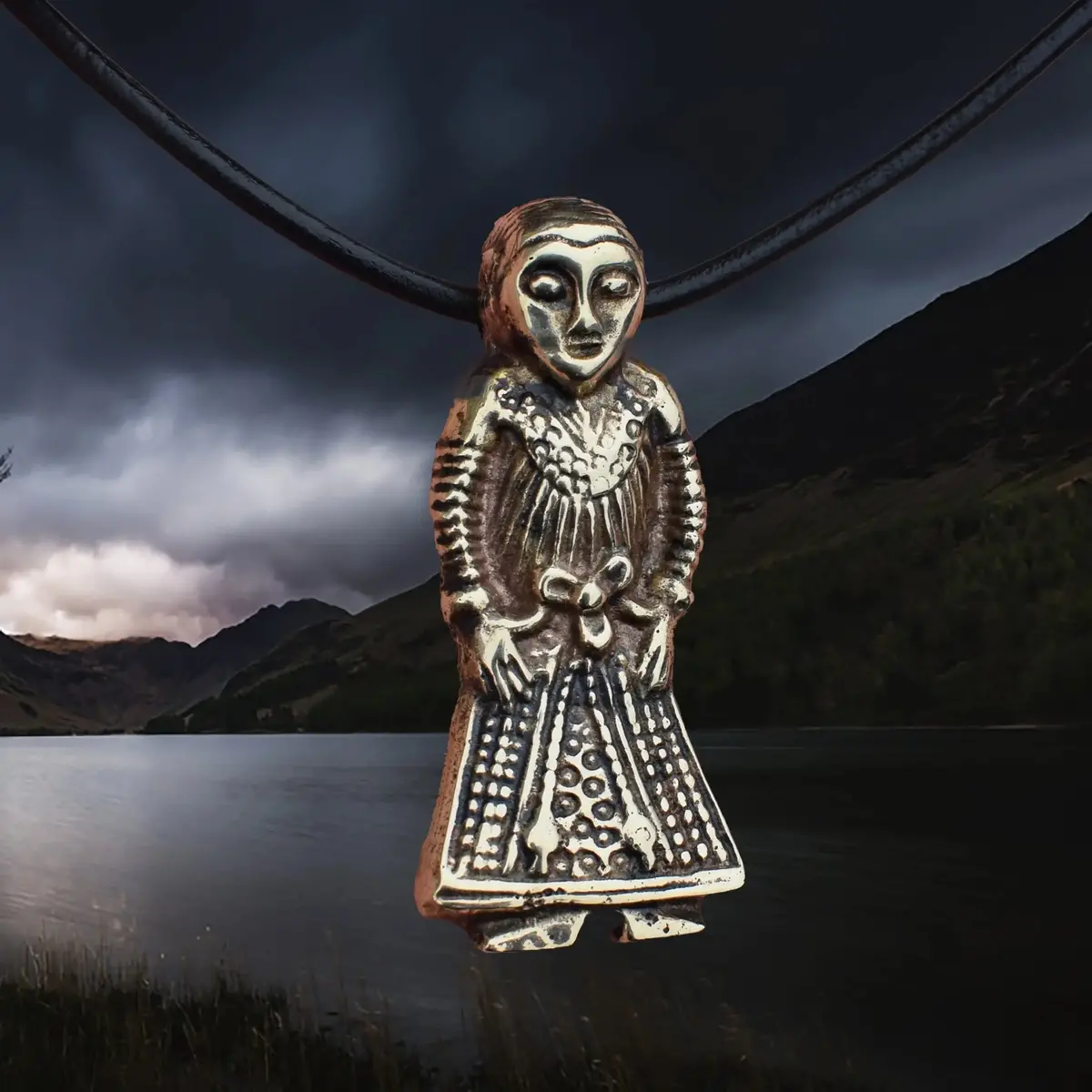 Large Bronze Viking Woman Pendant Replica From Revninge, Denmark 1