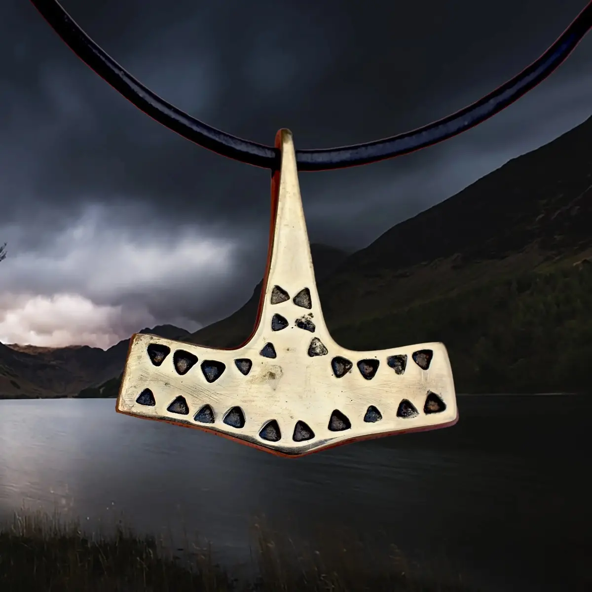 Bronze Replica Thors Hammer Pendant From Denmark With Triangle Design 1