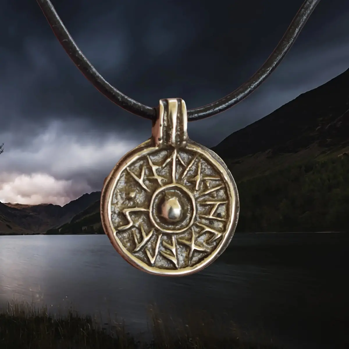 Bronze Round Replica Viking Luck / Good Health Pendant 1