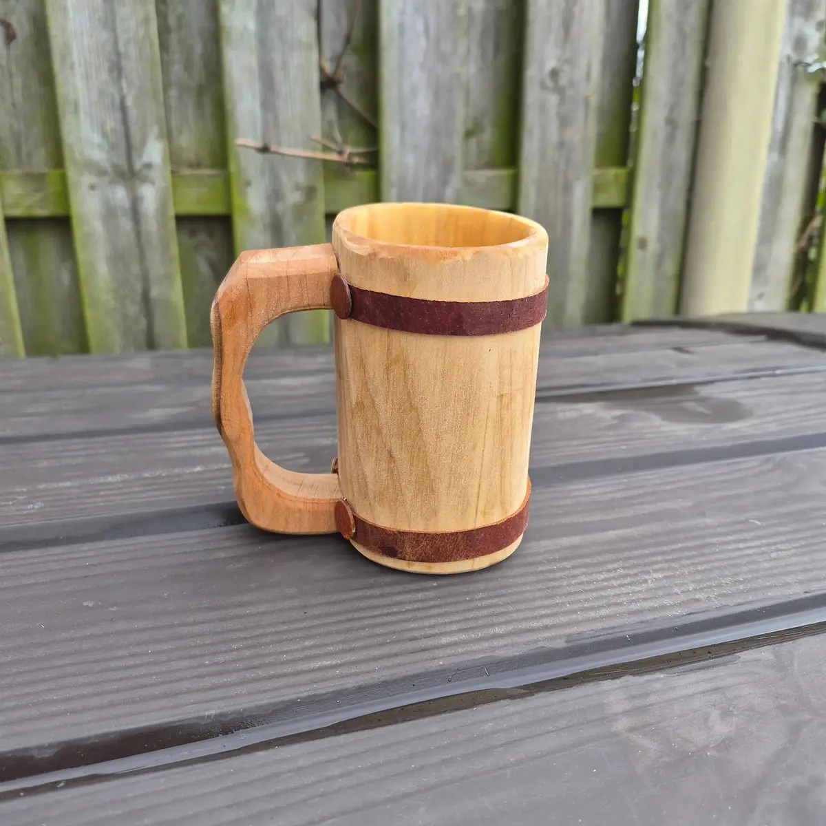 Hand-Carved Medieval Style Alder Wood Beer Tankard 3
