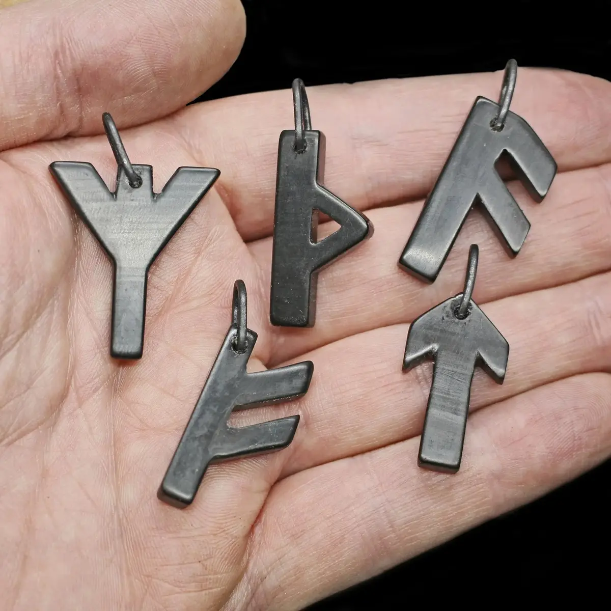 Black Horn Futhark Rune Pendant 1