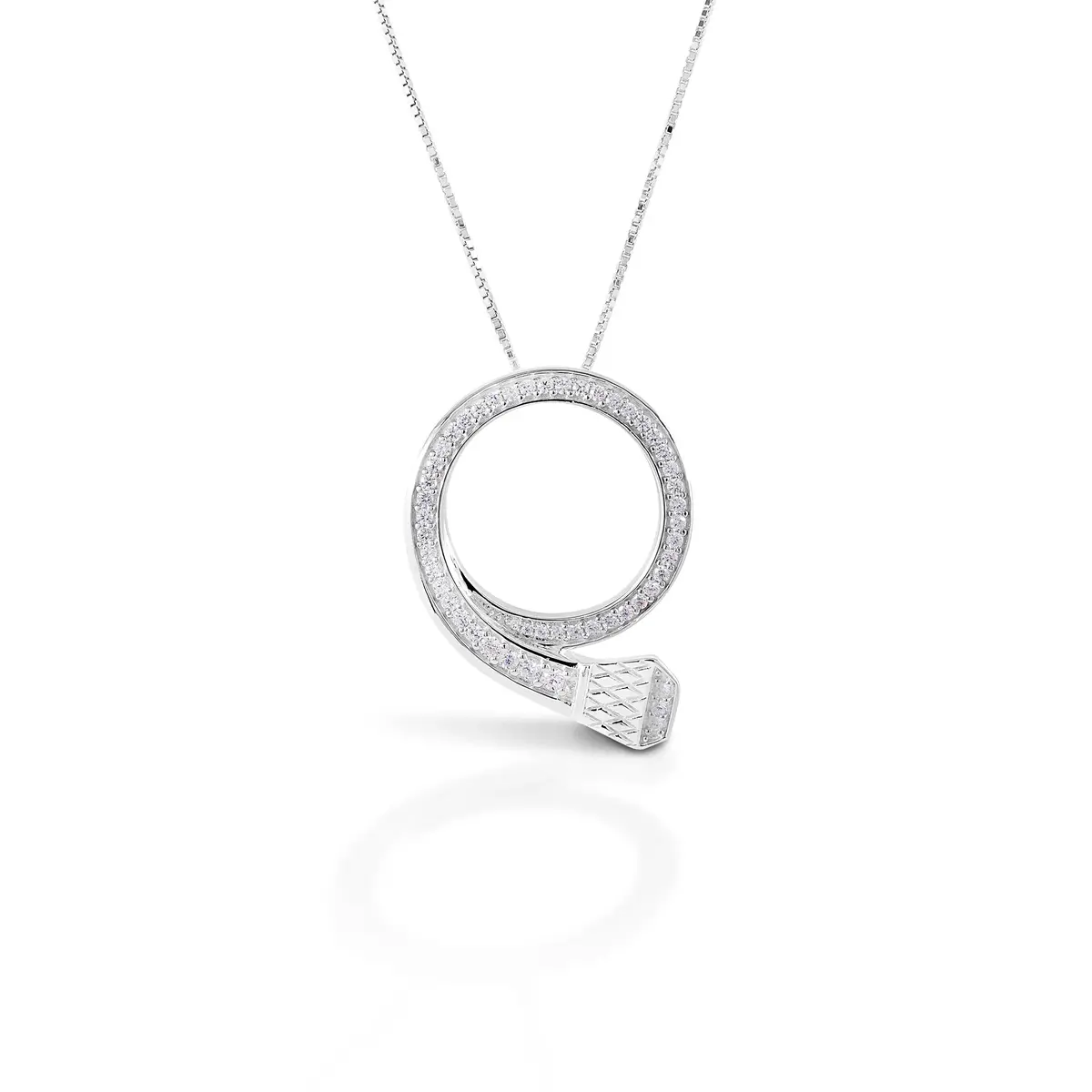 Kelly Herd Necklace Pavé Circle Nail Pendant - Sterling Silver 1