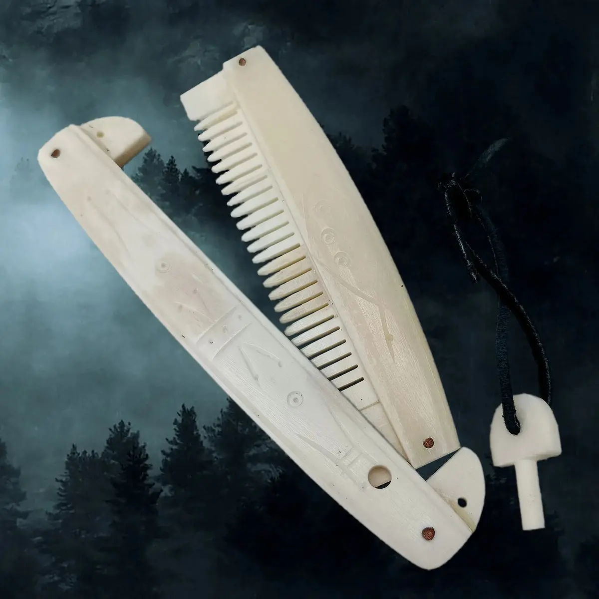 Encased Bone Viking Comb With Markings 1