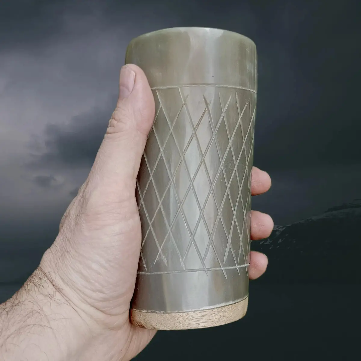 Decorated Polished Ox Horn Beer Beaker 1