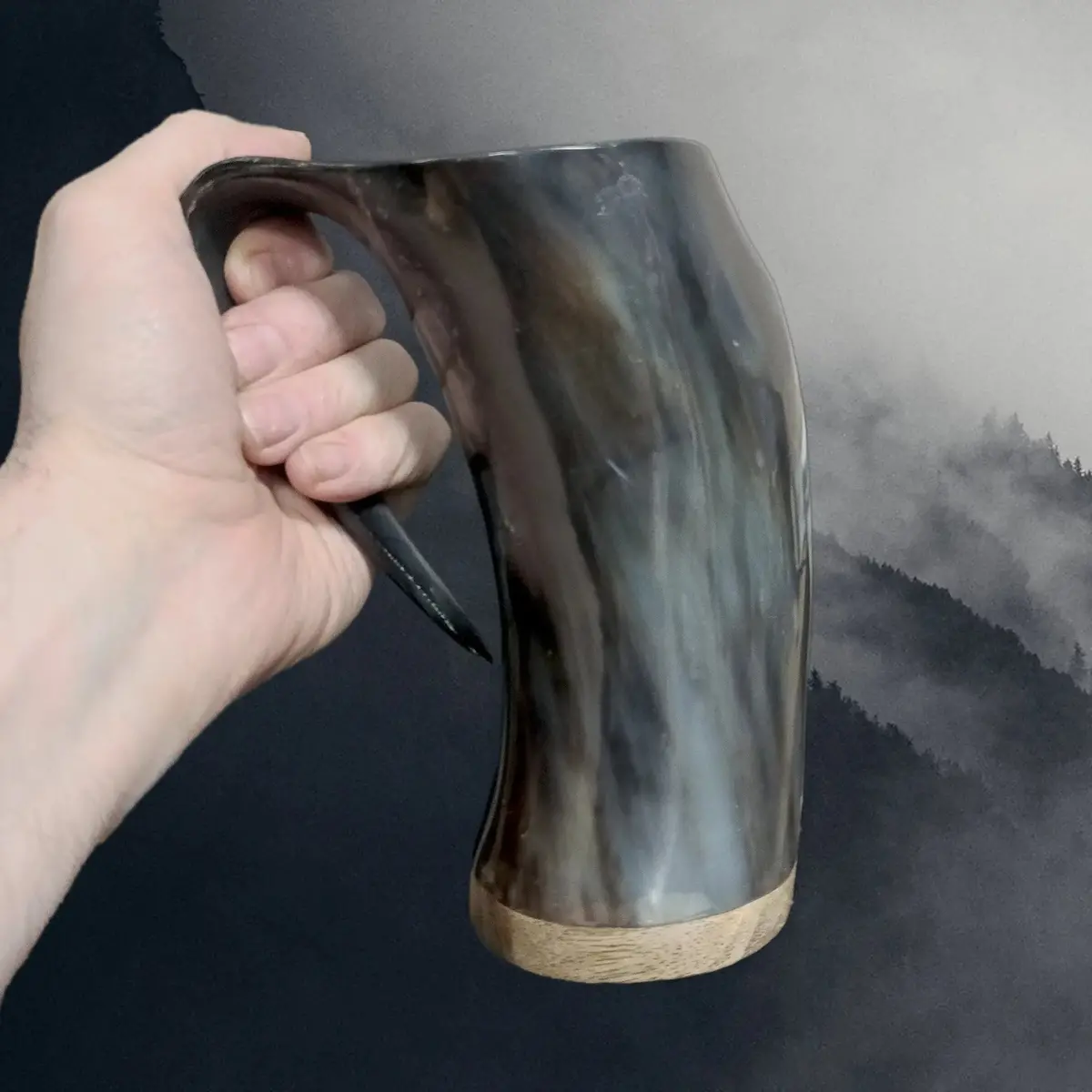 Medium Polished Ox Horn Beer Mug 1