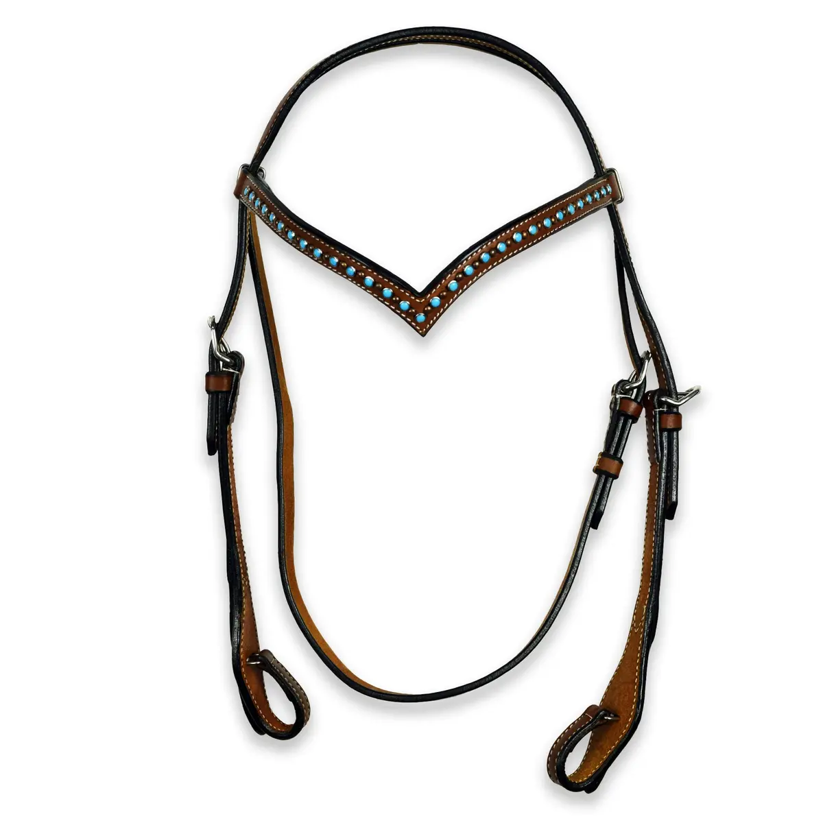 Ezy Ride V Bridle Turquoise Chestnut 1