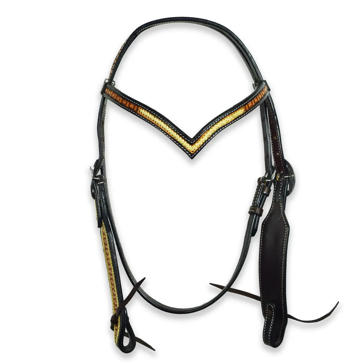 Ezy Ride Bridle V Brow With Rawhide Lacing Two Tone 1