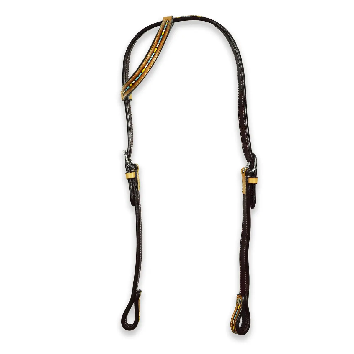Ezy Ride Bridle One Ear With Multi Coloured Inlay Harness 1