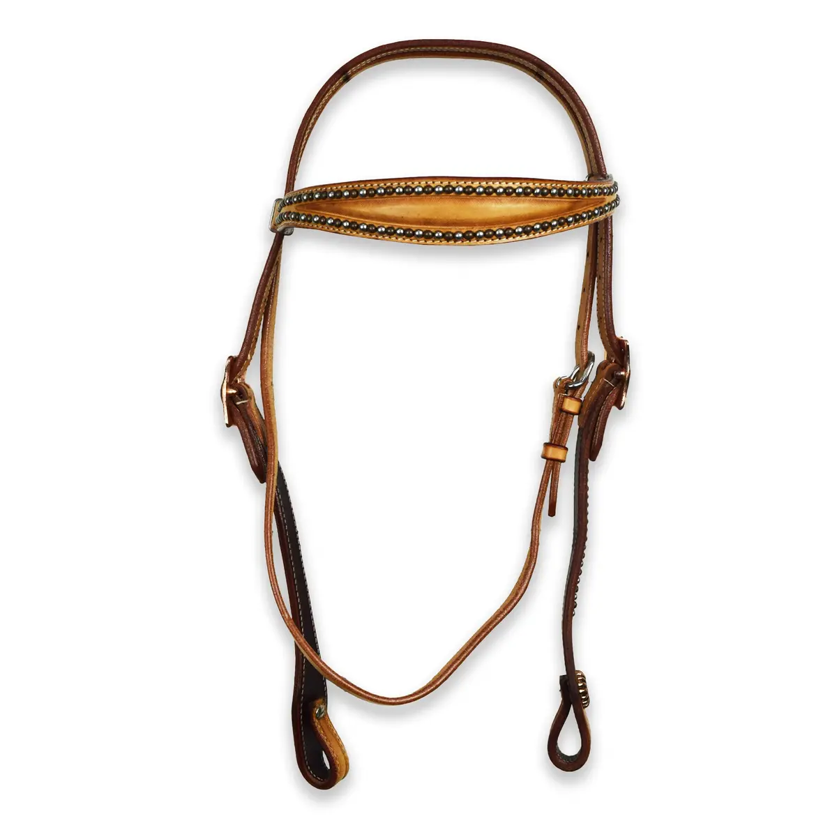 Ezy Ride Bridle Shaped Brow With Copper And Silver Spots Harness 1