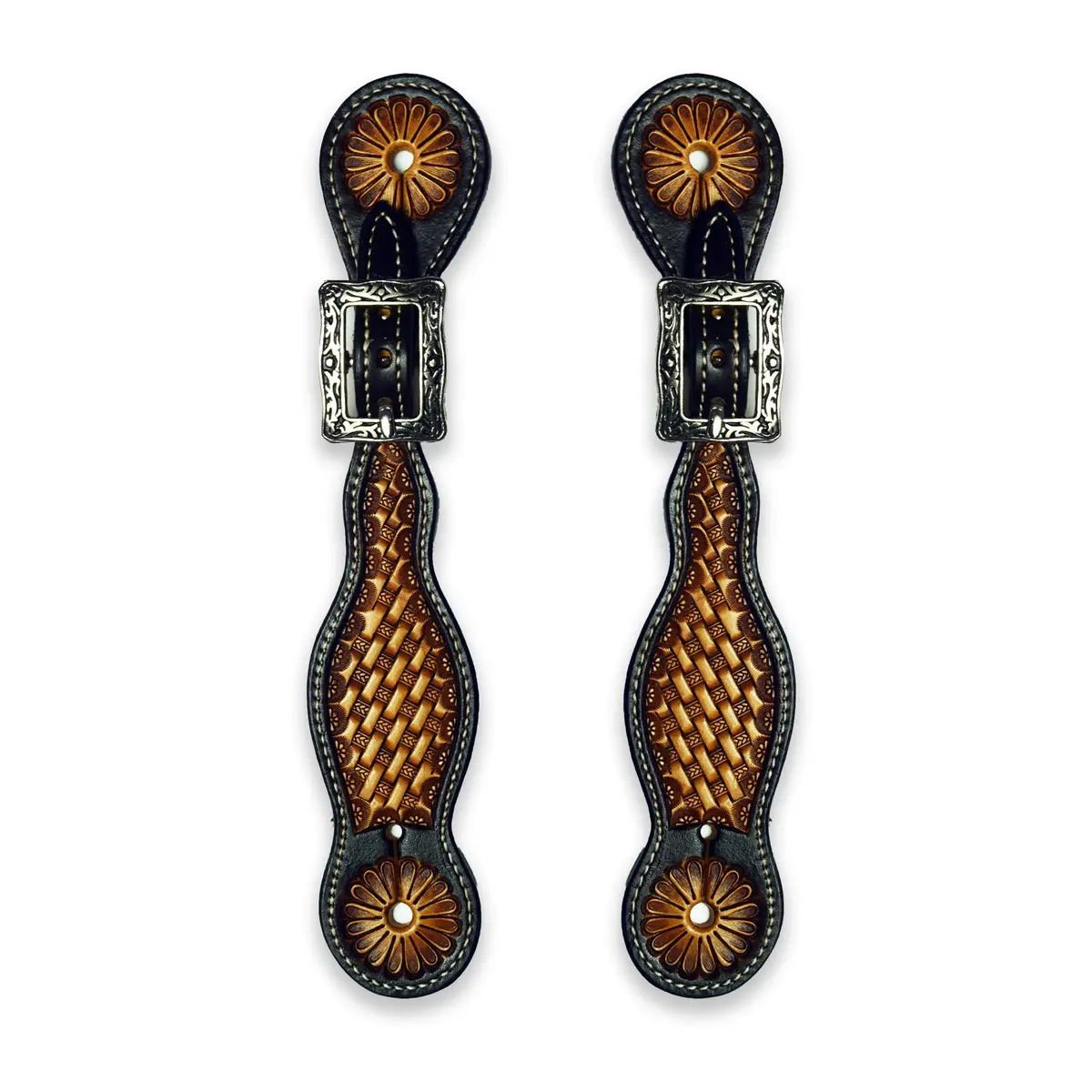 Ezy Ride Spur Strap Basket Stamping With Antique Style Buckle Two Tone 1