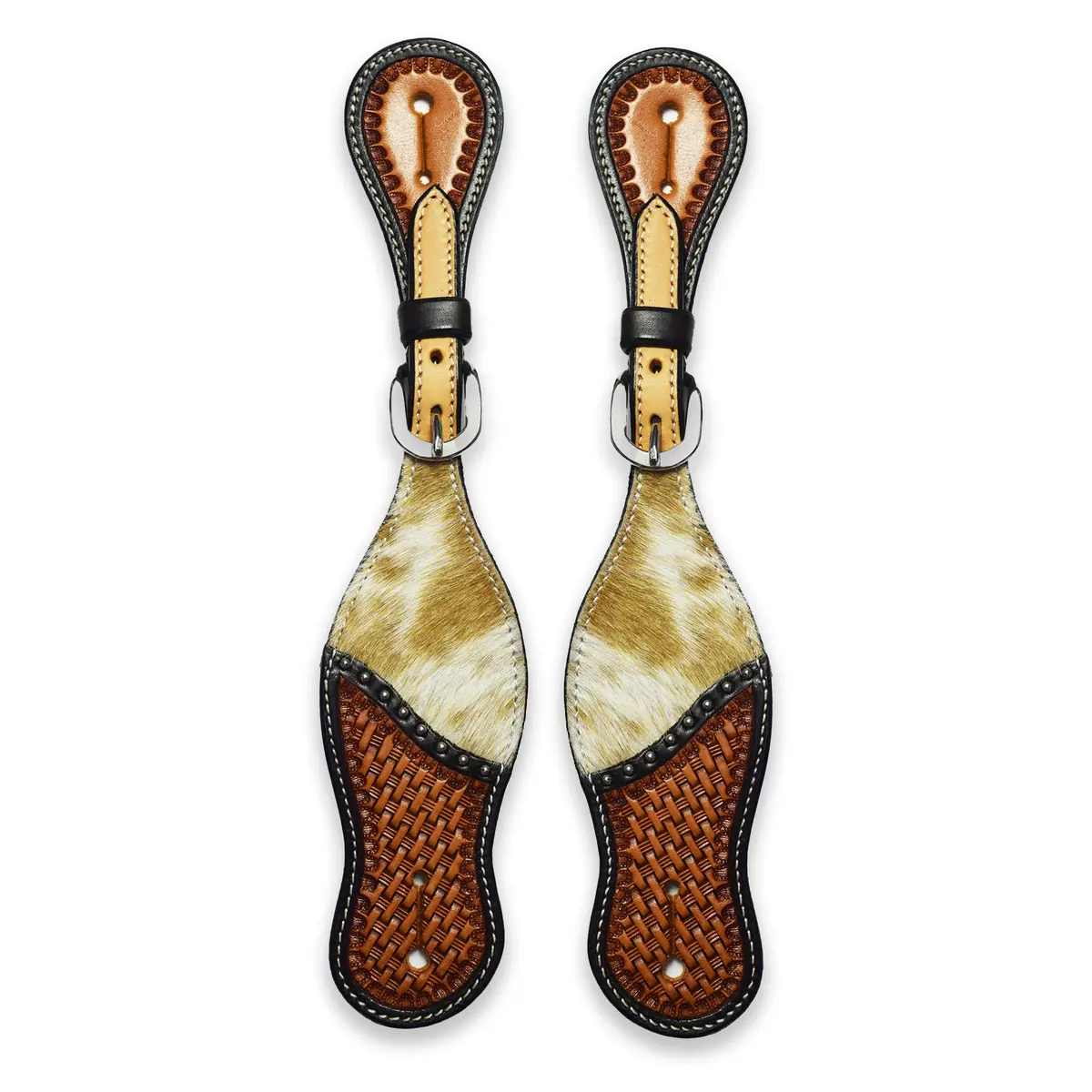 Ezy Ride Spur Strap Shaped With Cowhide And Basket Stamping Two Tone 1
